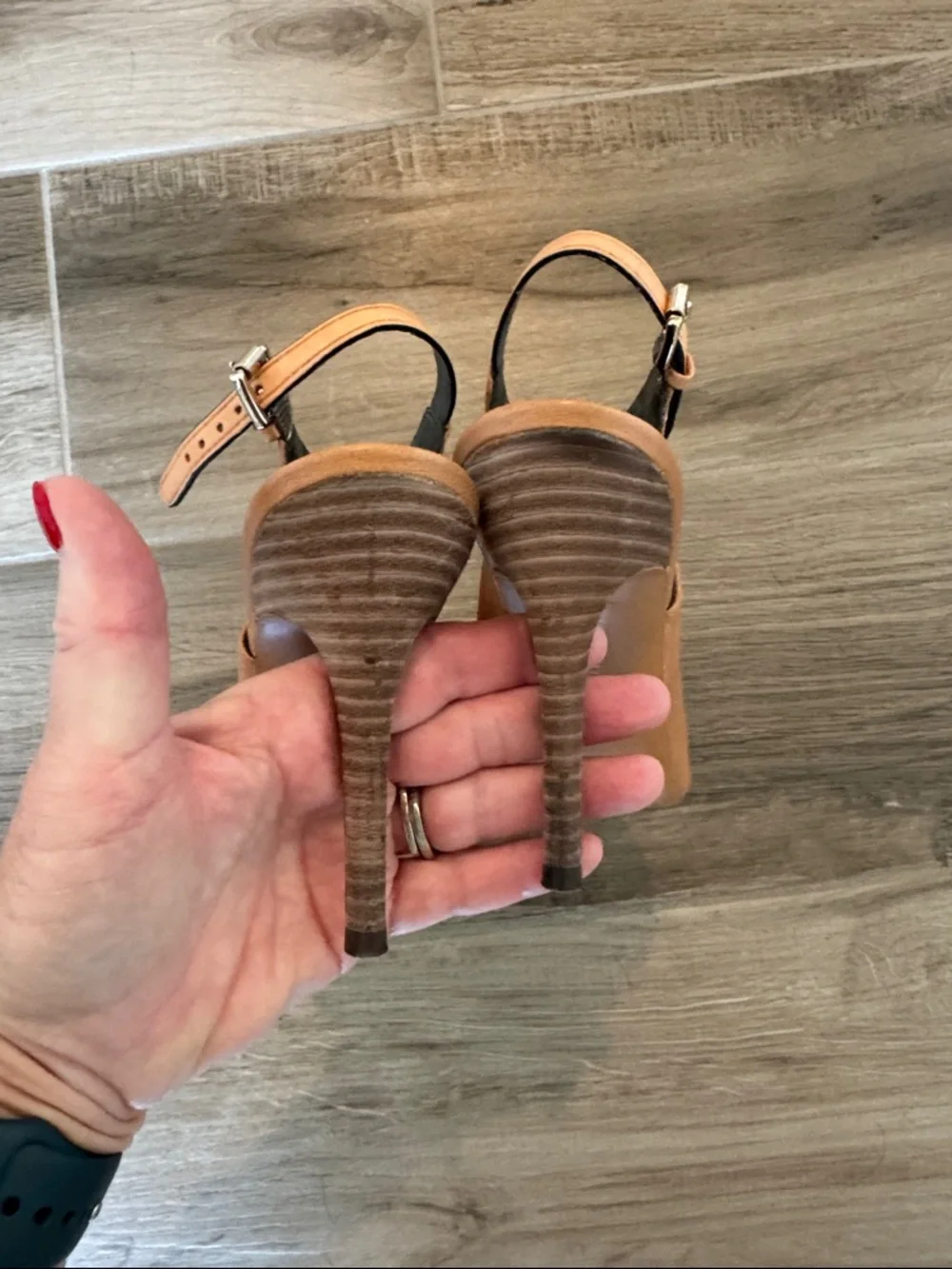 Coach 7 Lanora peep toe sling back heels - Picture 5 of 9